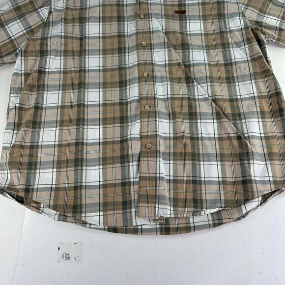 Carhartt Plaid Short Sleeve Button Down Shirts Size XL Mens Relaxed Beige Plaid - Picture 8 of 11
